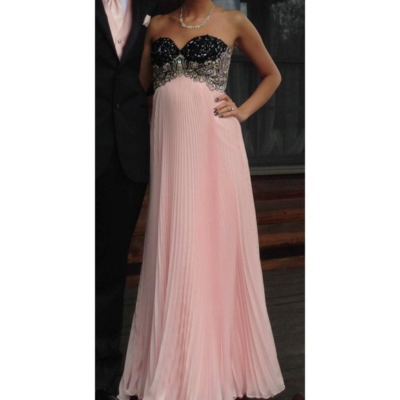 Tony Bowls Pink Beaded Pleated Skirt Prom Dress - Picture 1 of 8
